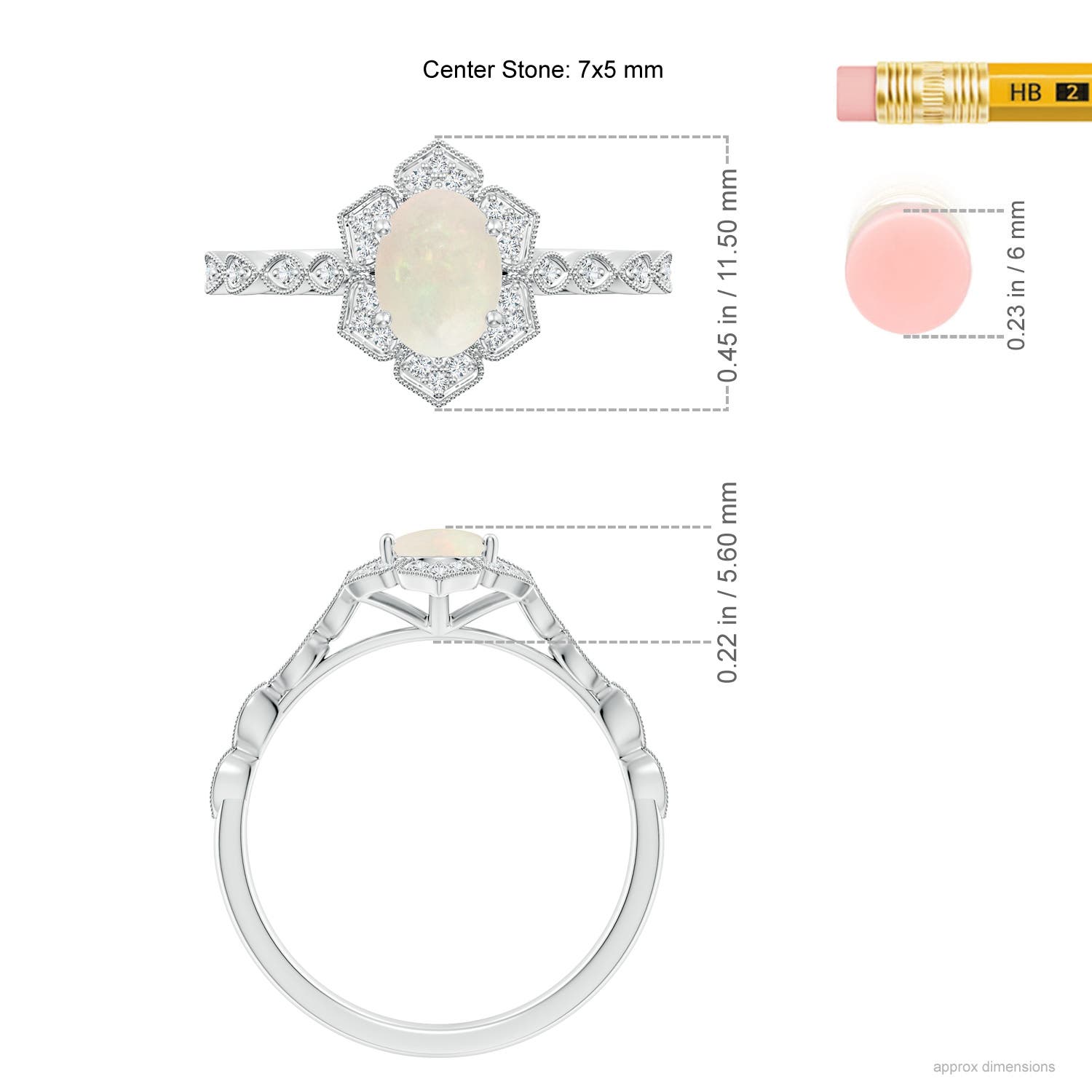 A - Opal / 0.58 CT / 14 KT White Gold