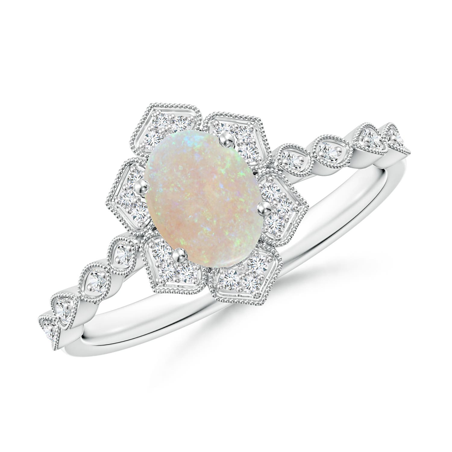 AA - Opal / 0.58 CT / 14 KT White Gold