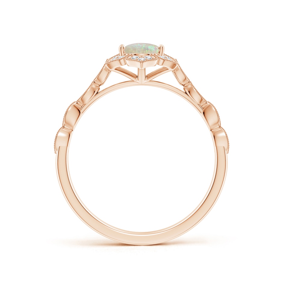 7x5mm AAA Oval Opal Trillium Floral Shank Ring in Rose Gold side-1