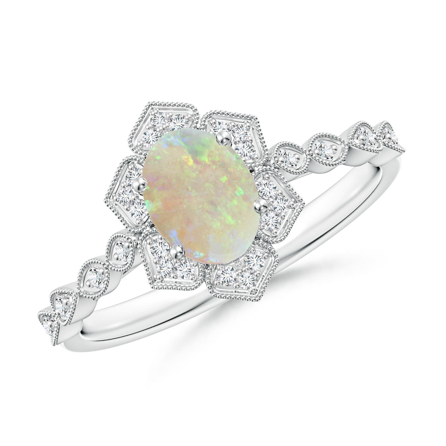 AAA - Opal / 0.58 CT / 14 KT White Gold