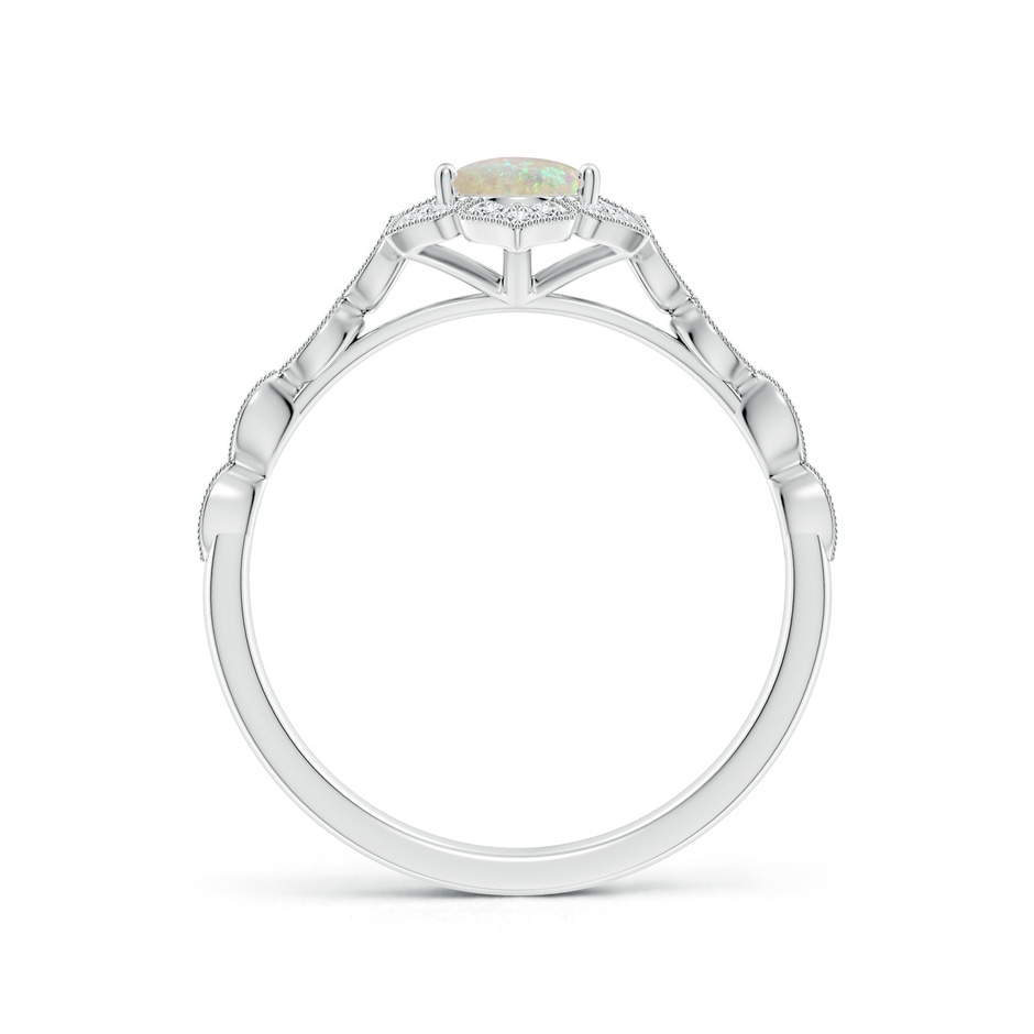7x5mm AAA Oval Opal Trillium Floral Shank Ring in White Gold side-1