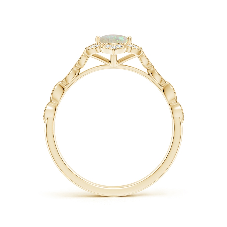7x5mm AAA Oval Opal Trillium Floral Shank Ring in Yellow Gold side-1