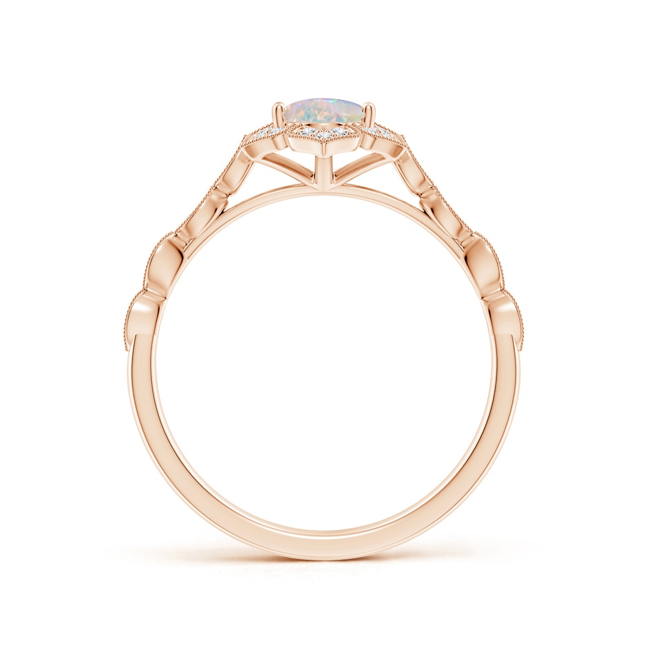 7x5mm AAAA Oval Opal Trillium Floral Shank Ring in Rose Gold side-1