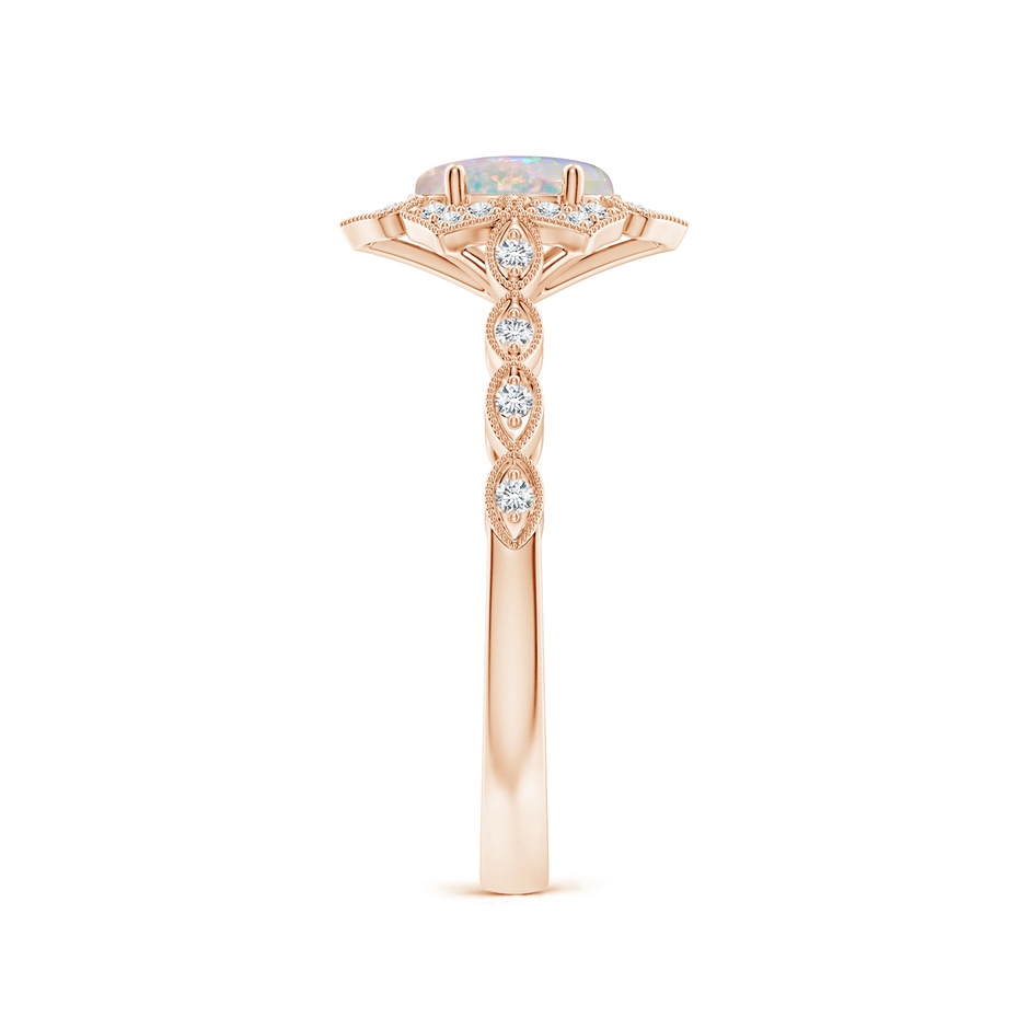 7x5mm AAAA Oval Opal Trillium Floral Shank Ring in Rose Gold side-2