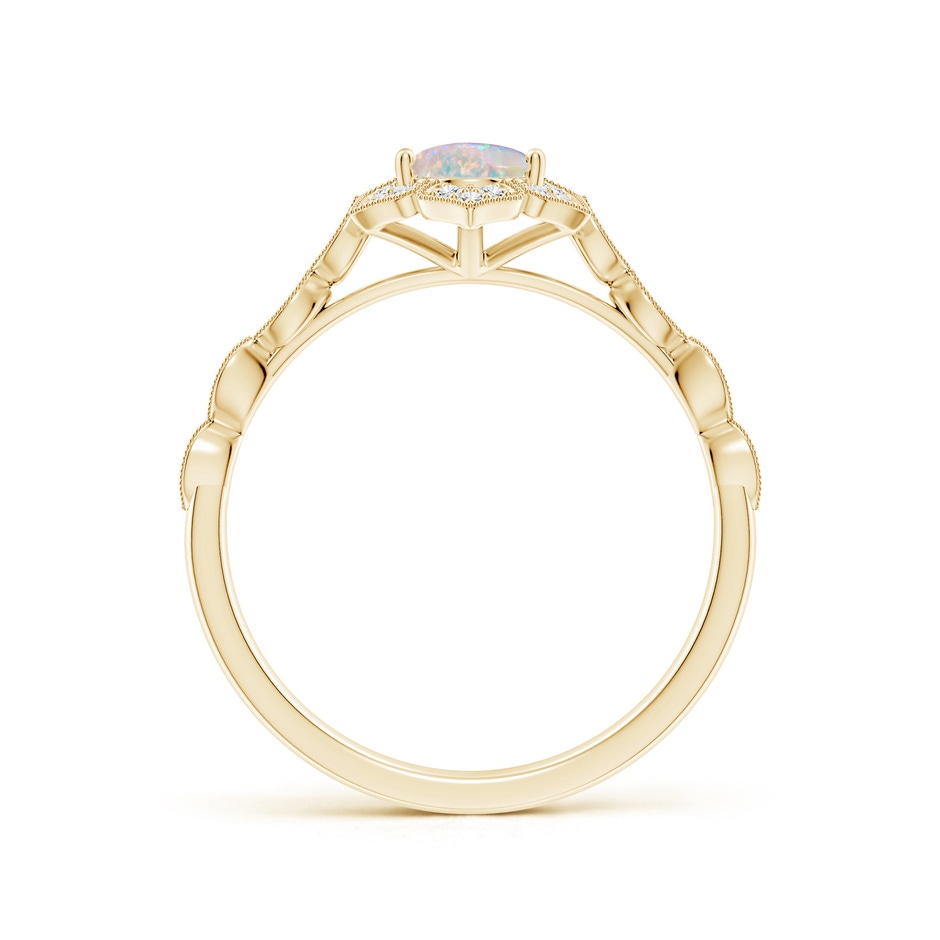 7x5mm AAAA Oval Opal Trillium Floral Shank Ring in Yellow Gold side-1