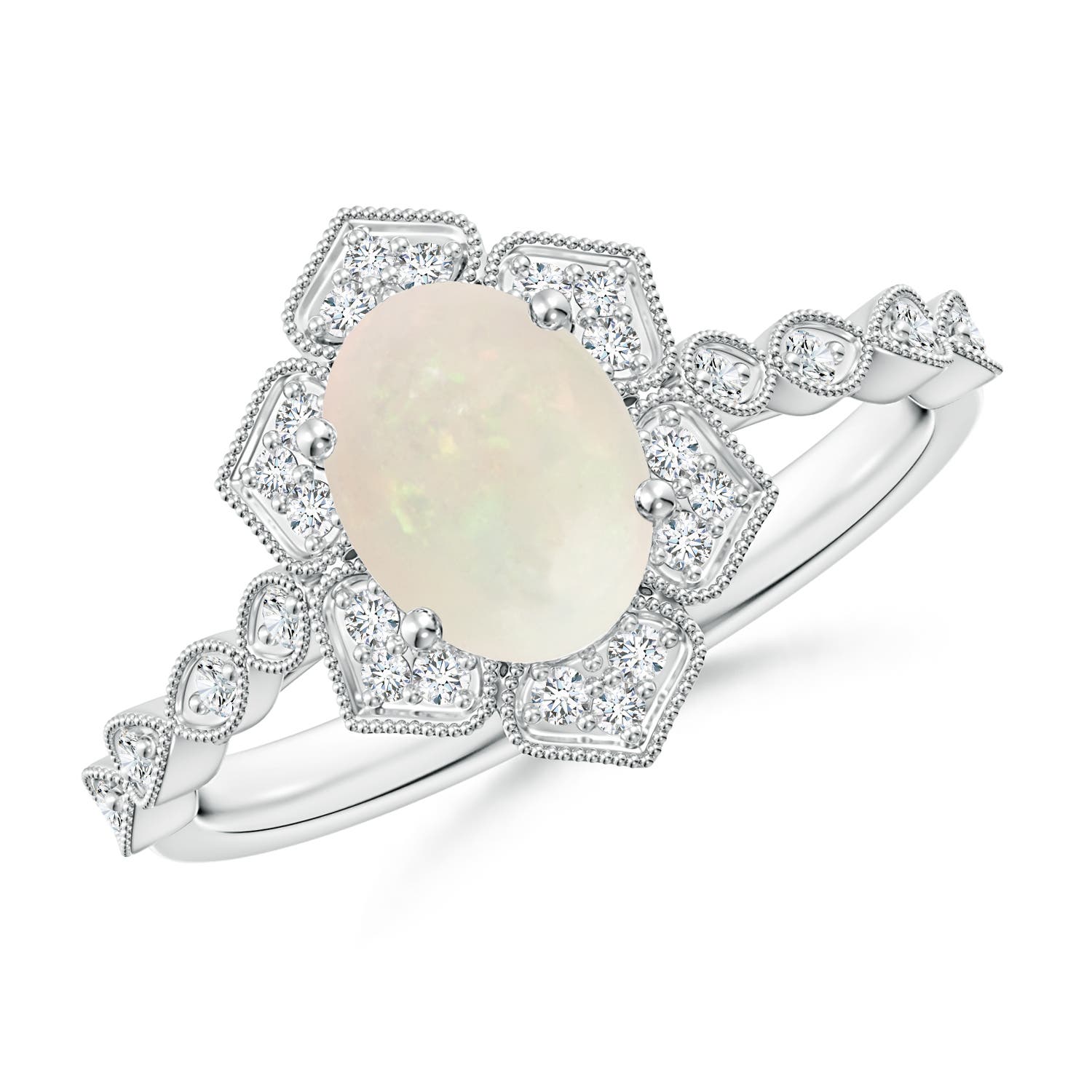 A - Opal / 0.98 CT / 14 KT White Gold