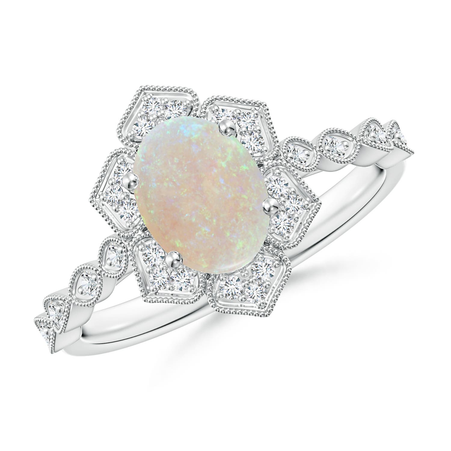 AA - Opal / 0.98 CT / 14 KT White Gold