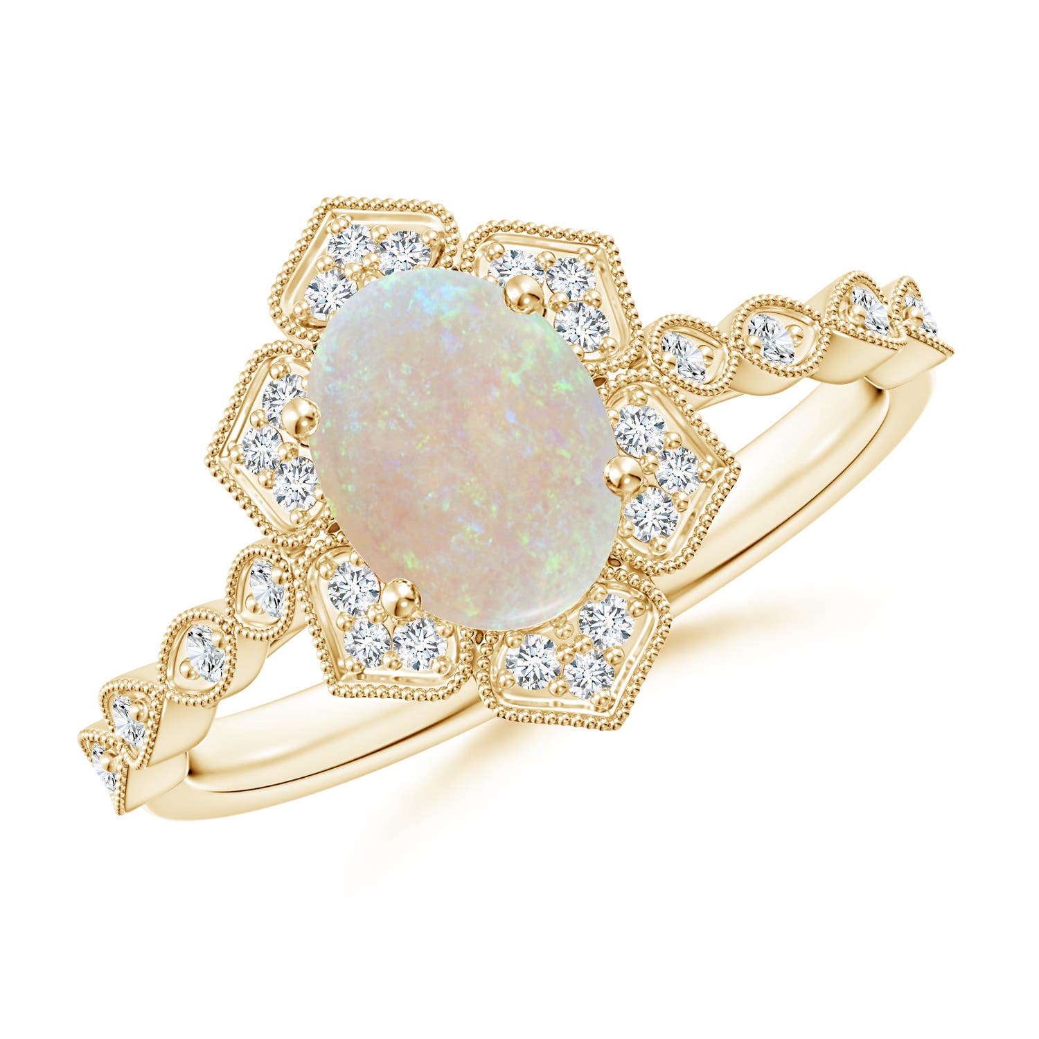 AA - Opal / 0.98 CT / 14 KT Yellow Gold