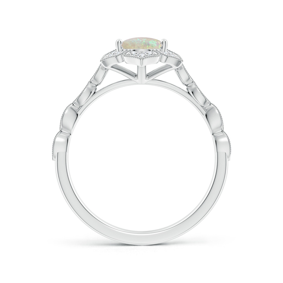 8x6mm AAA Oval Opal Trillium Floral Shank Ring in White Gold side-1