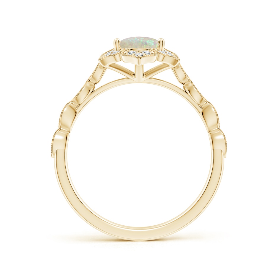 8x6mm AAA Oval Opal Trillium Floral Shank Ring in Yellow Gold side-1