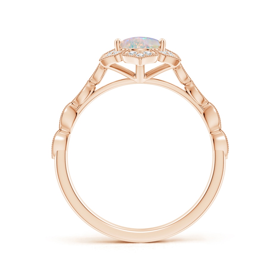 8x6mm AAAA Oval Opal Trillium Floral Shank Ring in Rose Gold side-1