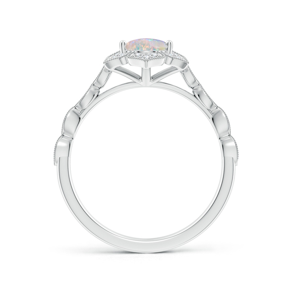 8x6mm AAAA Oval Opal Trillium Floral Shank Ring in White Gold side-1