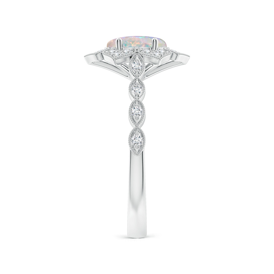 8x6mm AAAA Oval Opal Trillium Floral Shank Ring in White Gold side-2