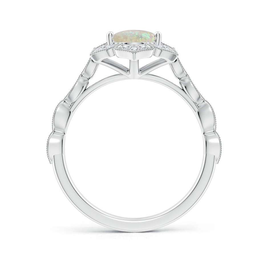 9x7mm AAA Oval Opal Trillium Floral Shank Ring in White Gold side-1