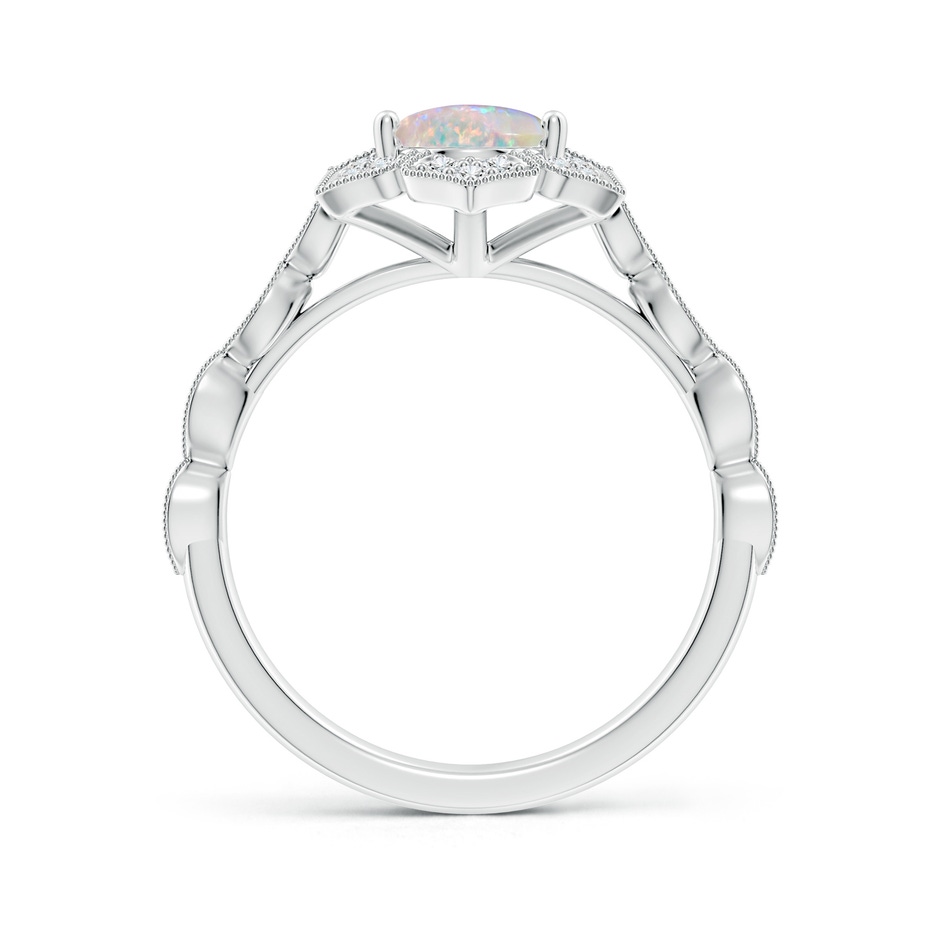 9x7mm AAAA Oval Opal Trillium Floral Shank Ring in White Gold side-1