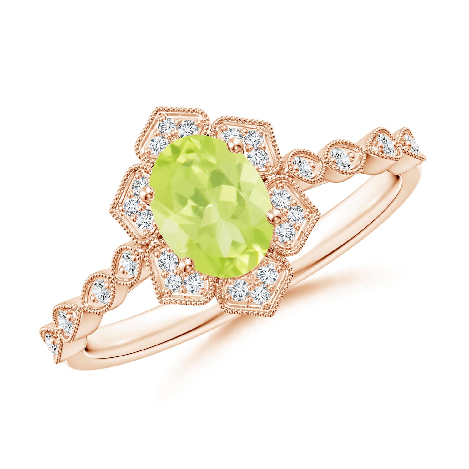 A - Peridot / 0.98 CT / 14 KT Rose Gold