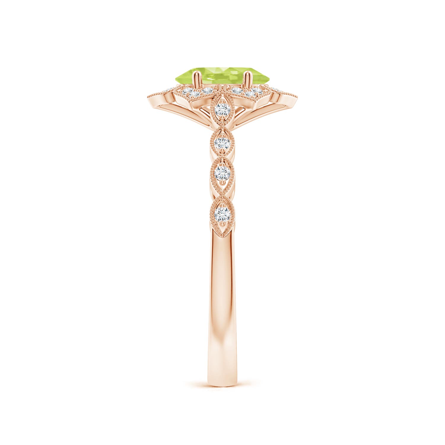 A - Peridot / 0.98 CT / 14 KT Rose Gold