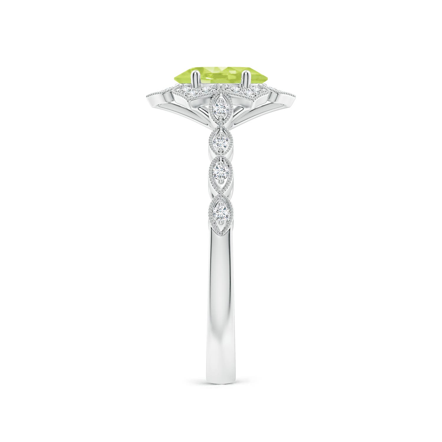 A - Peridot / 0.98 CT / 14 KT White Gold