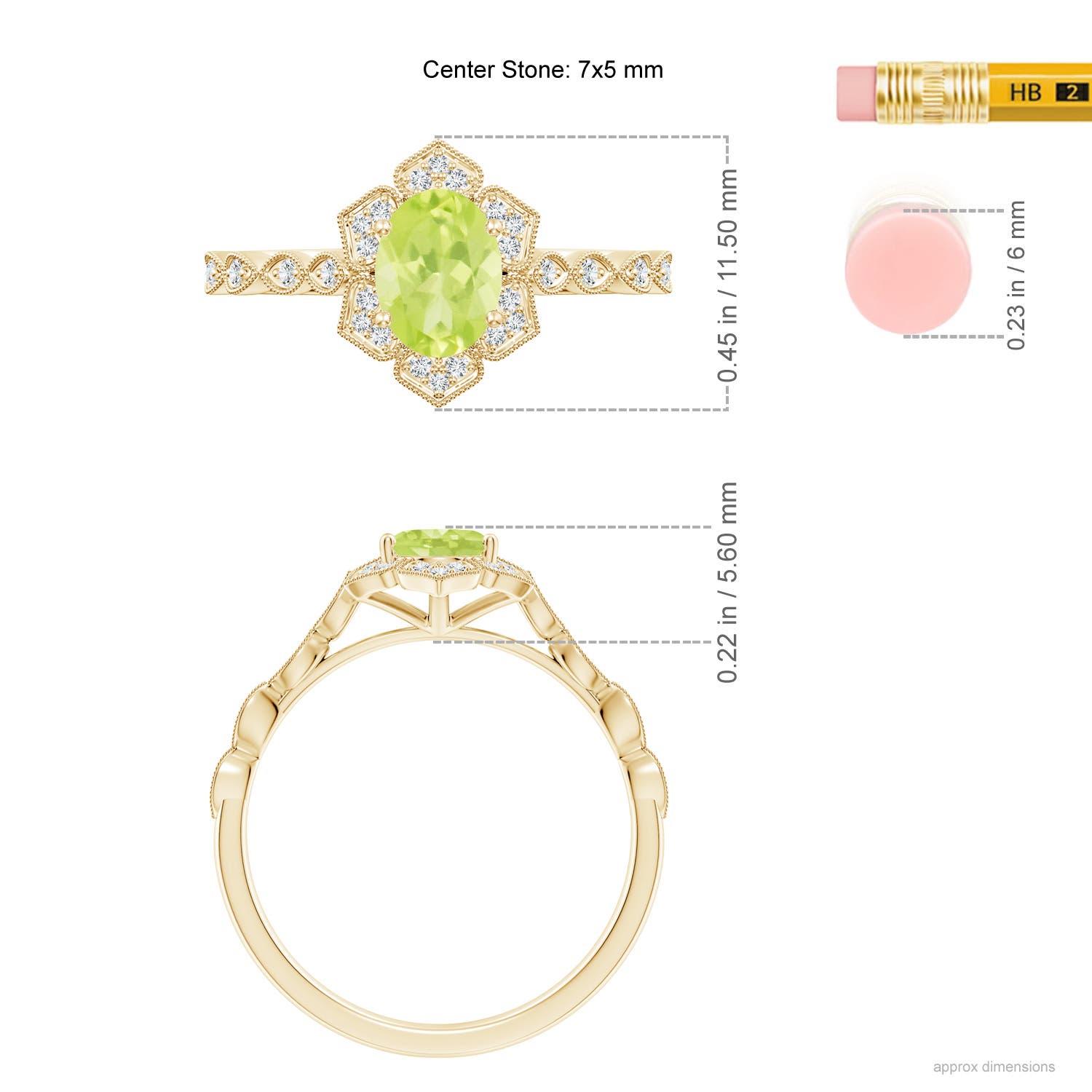 A - Peridot / 0.98 CT / 14 KT Yellow Gold