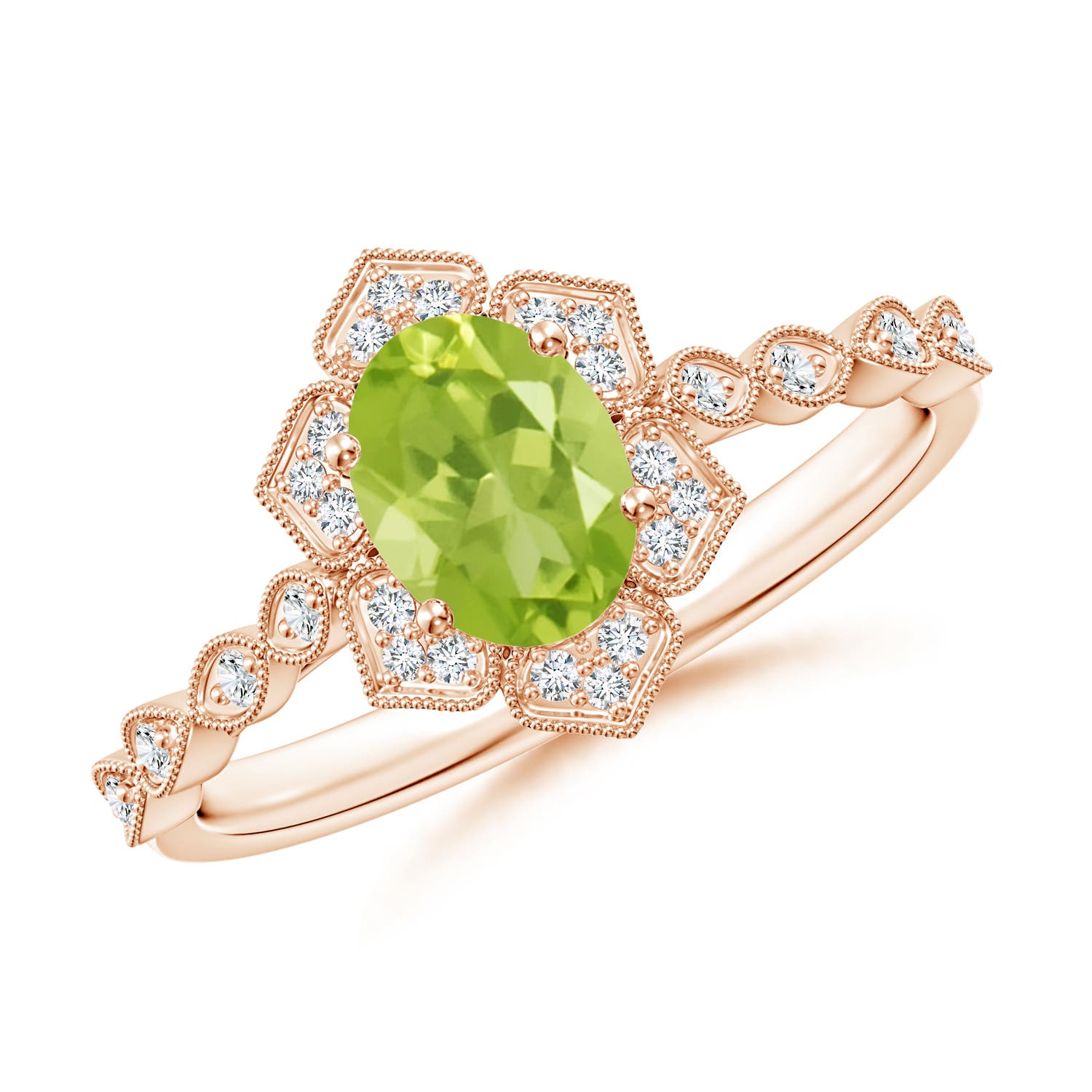 AA - Peridot / 0.98 CT / 14 KT Rose Gold