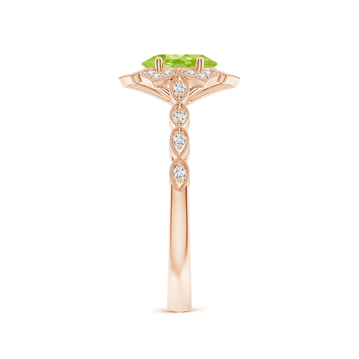 AA - Peridot / 0.98 CT / 14 KT Rose Gold