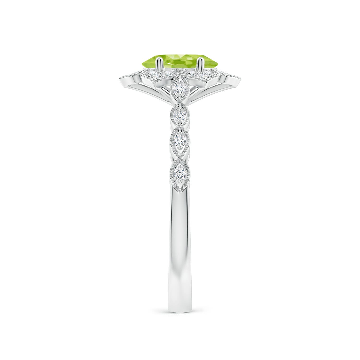 AA - Peridot / 0.98 CT / 14 KT White Gold