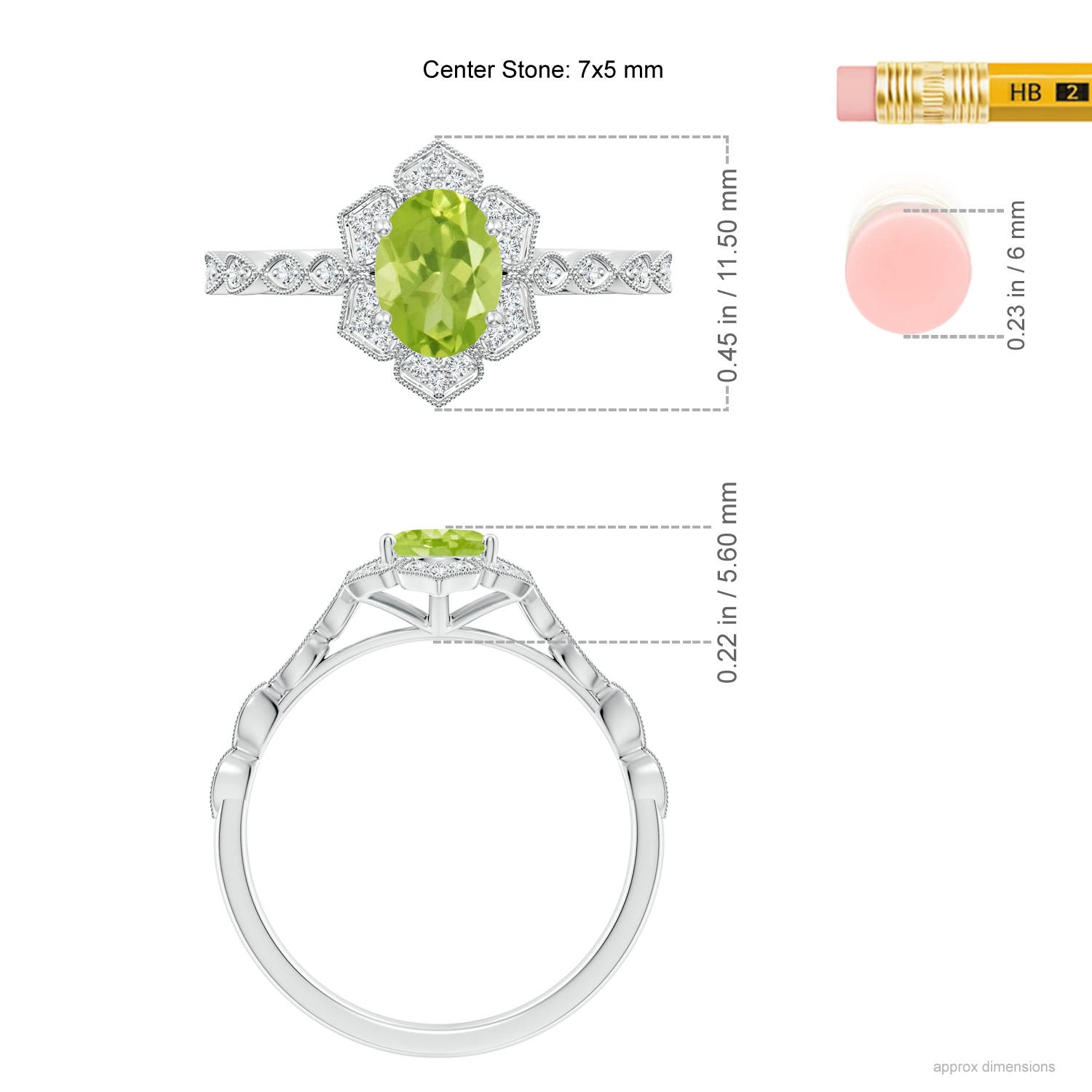 AA - Peridot / 0.98 CT / 14 KT White Gold