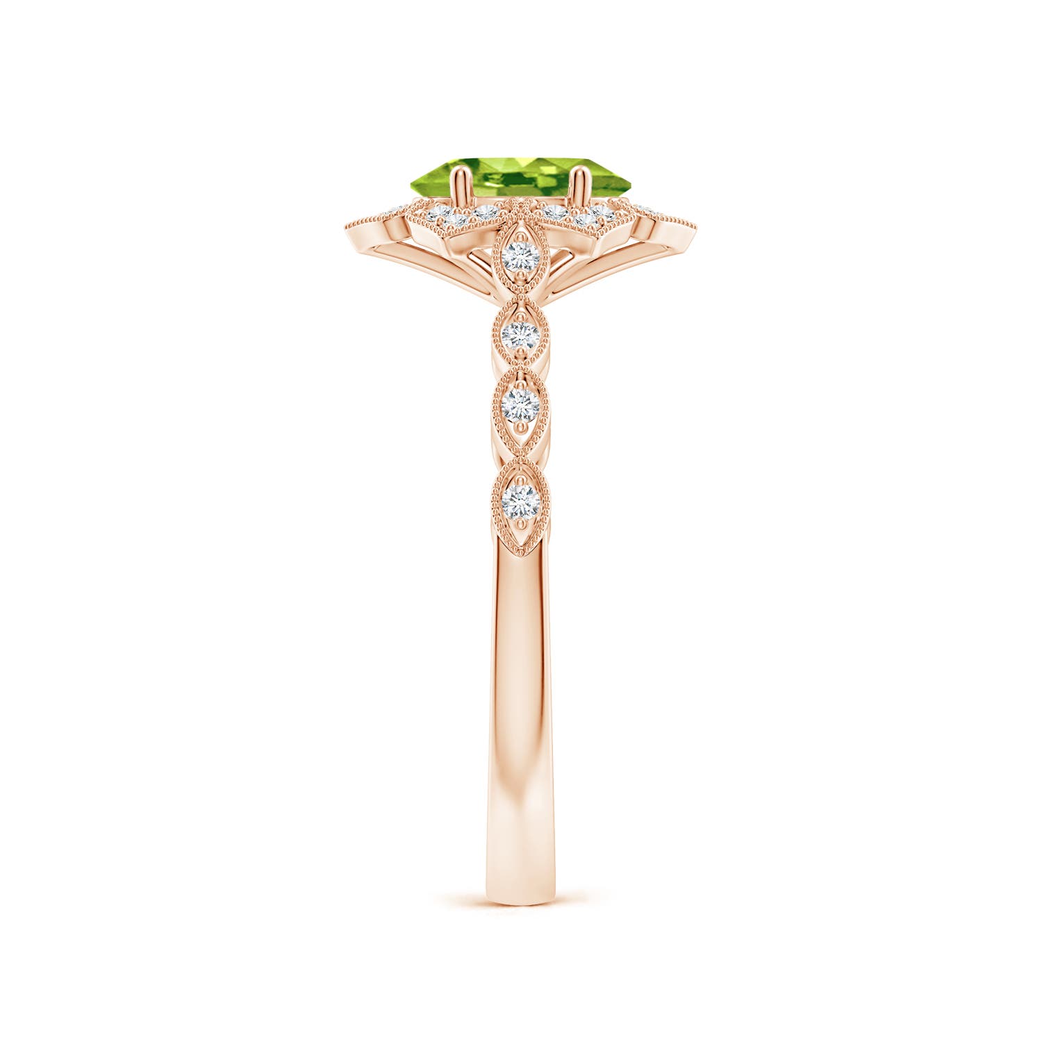 AAA - Peridot / 0.98 CT / 14 KT Rose Gold