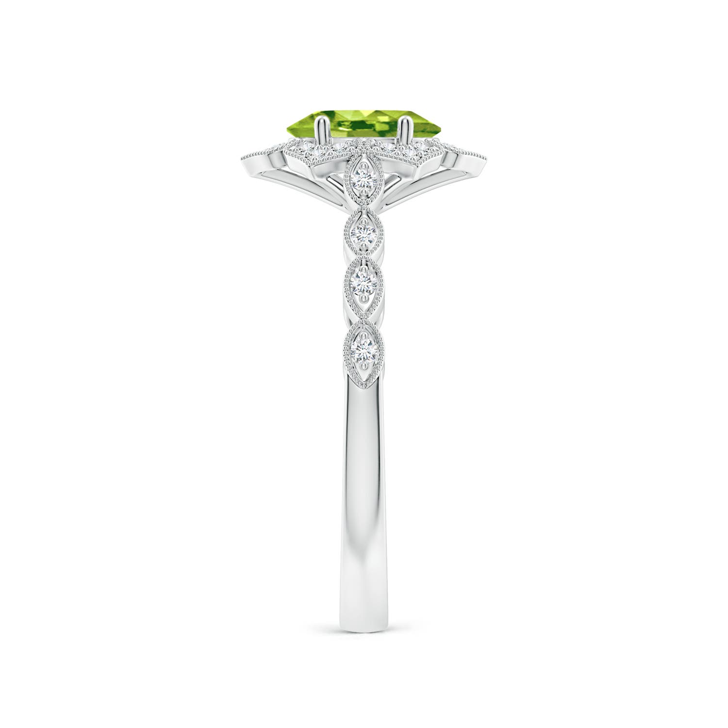 AAA - Peridot / 0.98 CT / 14 KT White Gold