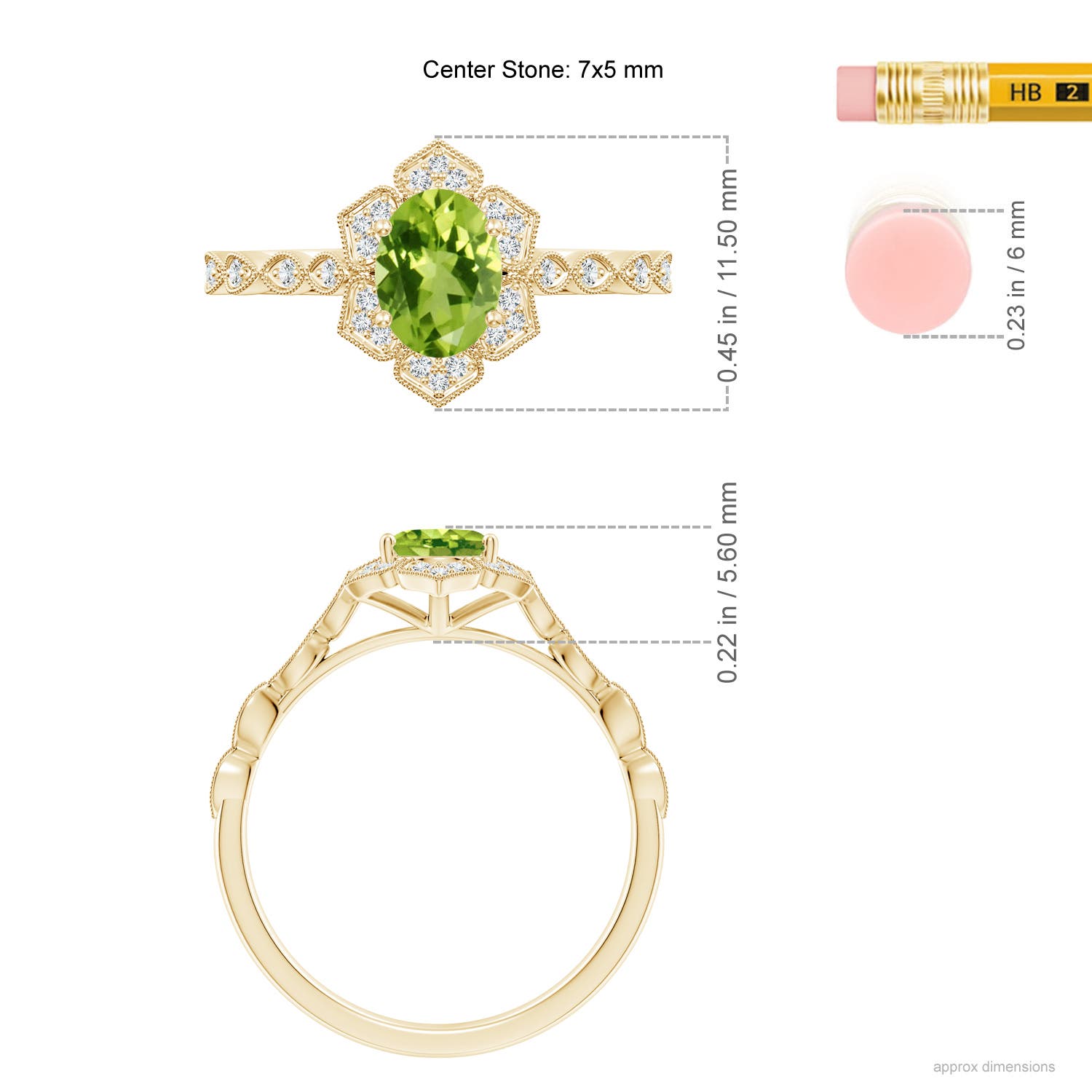 AAA - Peridot / 0.98 CT / 14 KT Yellow Gold