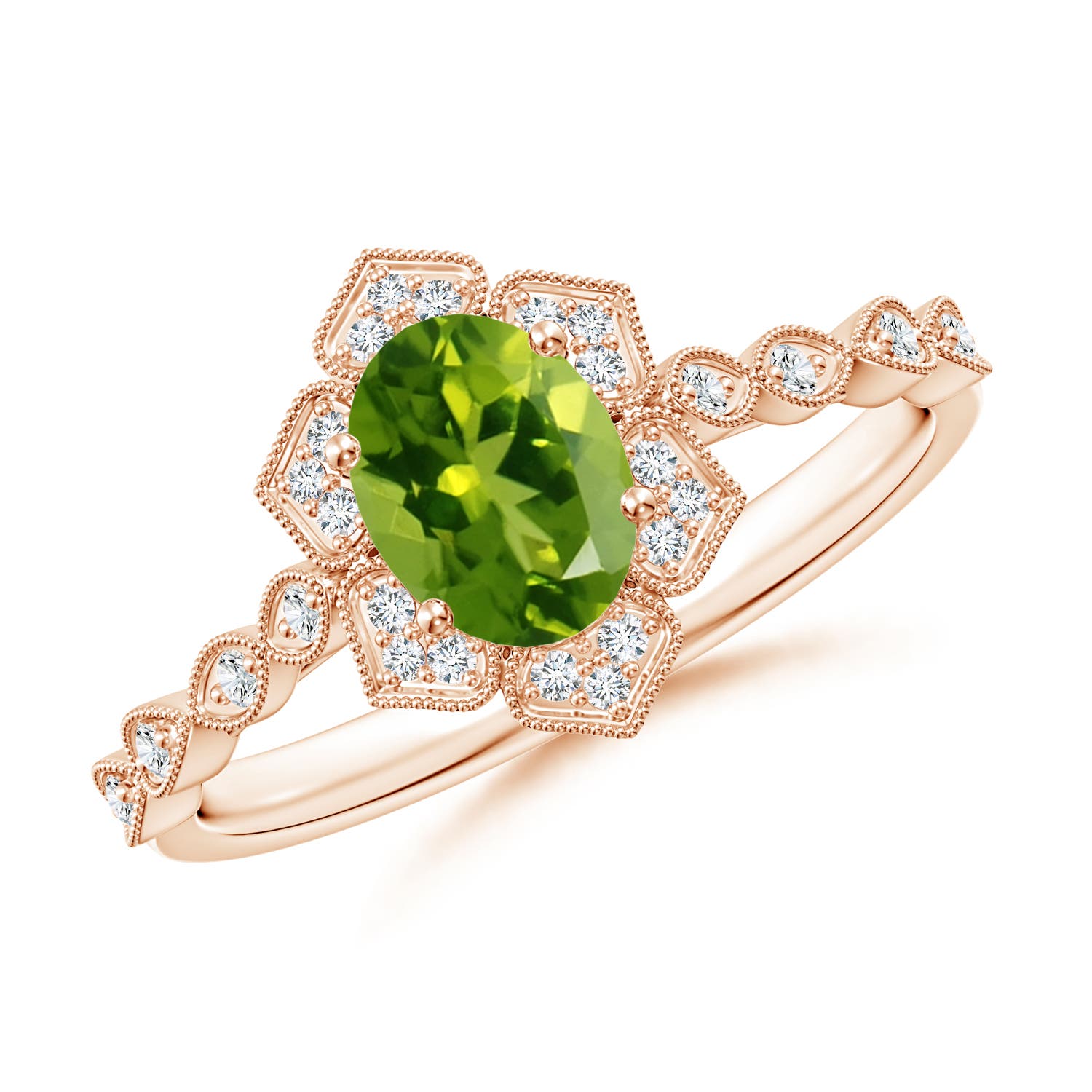 AAAA - Peridot / 0.98 CT / 14 KT Rose Gold