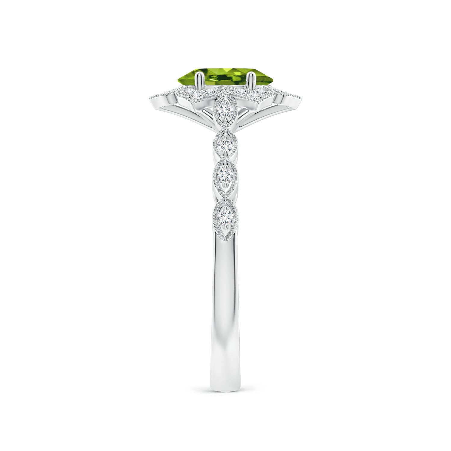 AAAA - Peridot / 0.98 CT / 14 KT White Gold