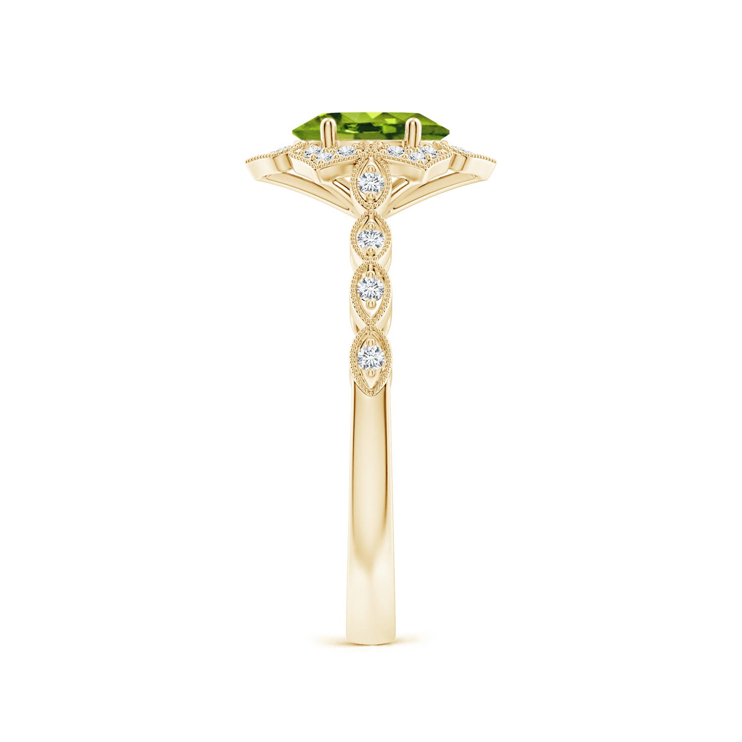 AAAA - Peridot / 0.98 CT / 14 KT Yellow Gold