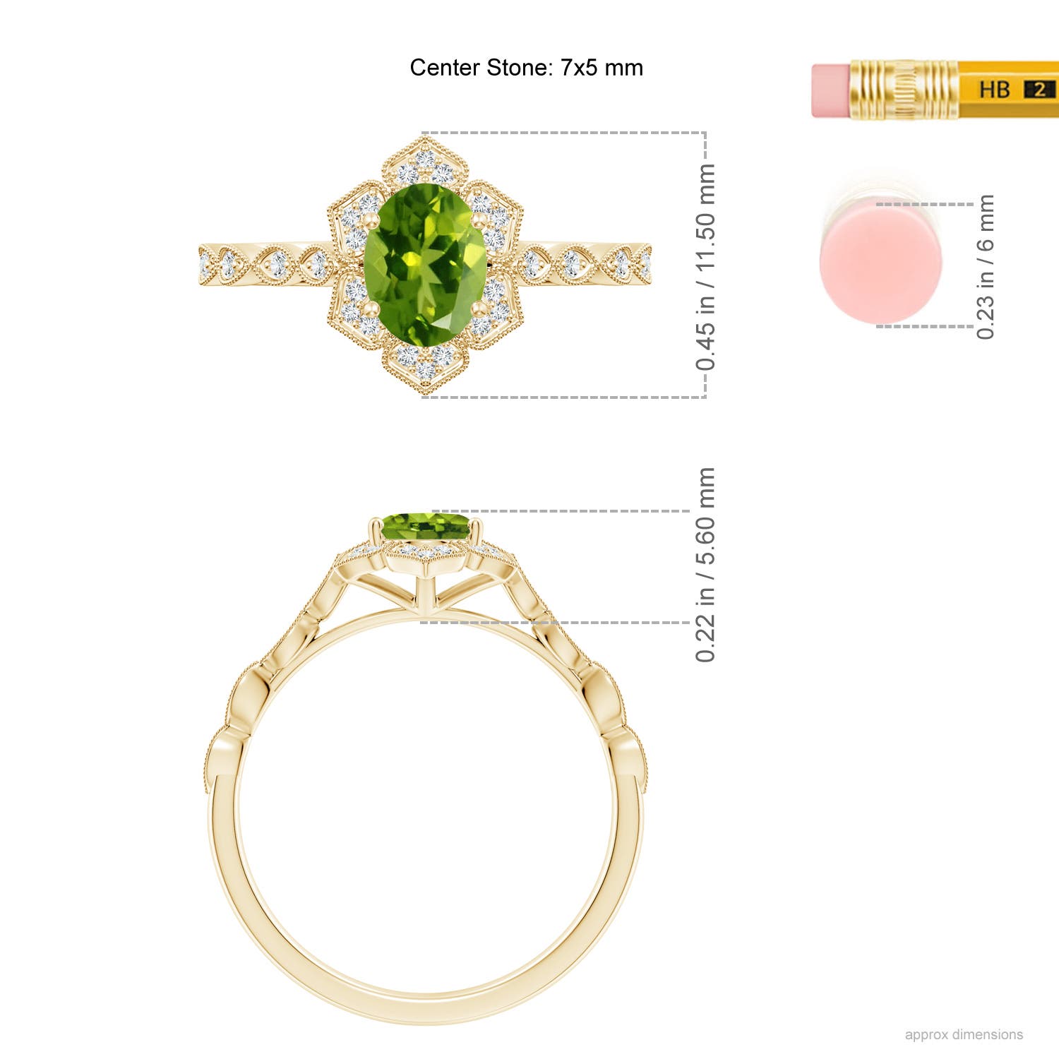 AAAA - Peridot / 0.98 CT / 14 KT Yellow Gold