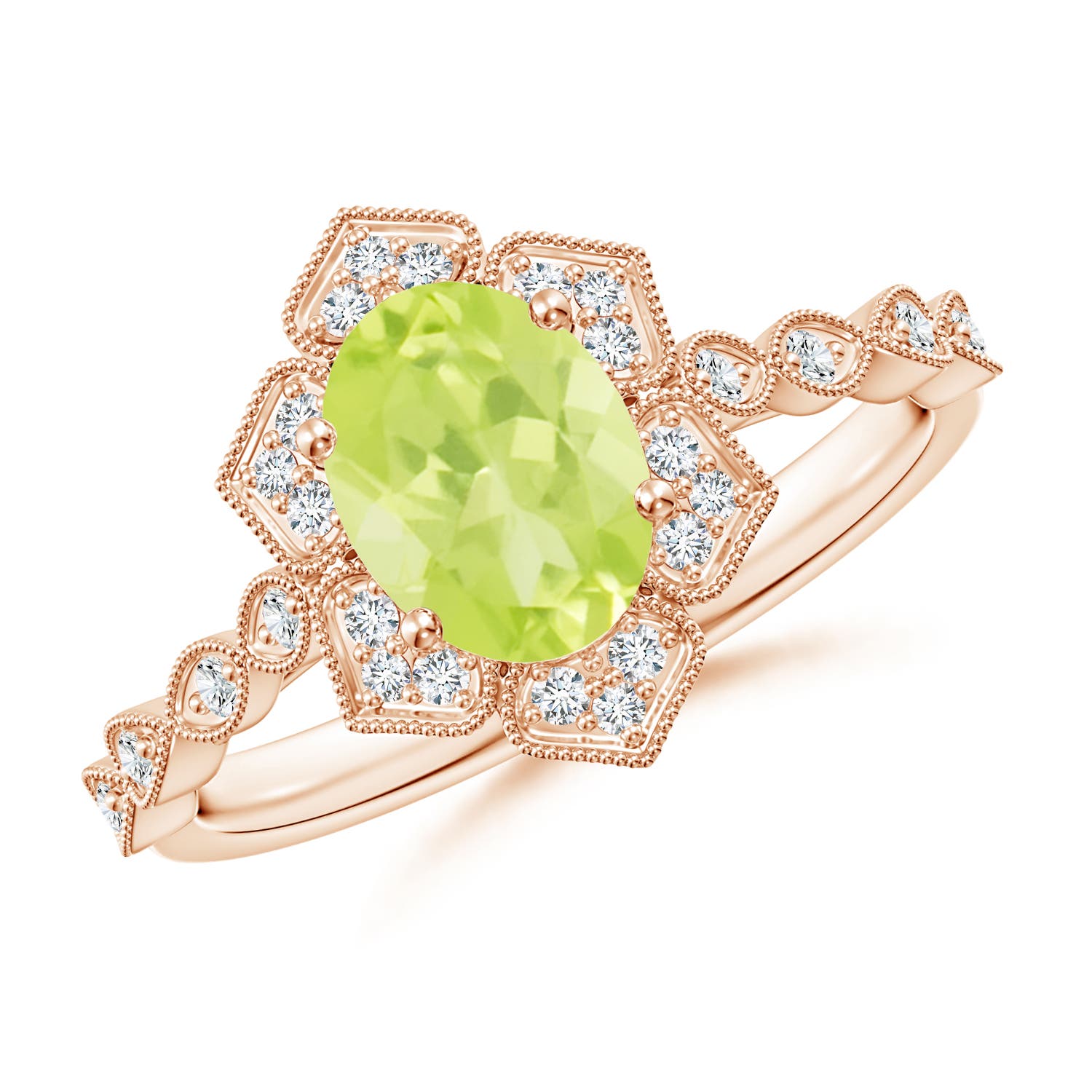 A - Peridot / 1.53 CT / 14 KT Rose Gold