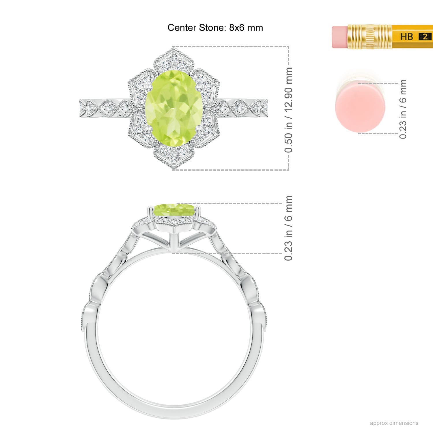 A - Peridot / 1.53 CT / 14 KT White Gold