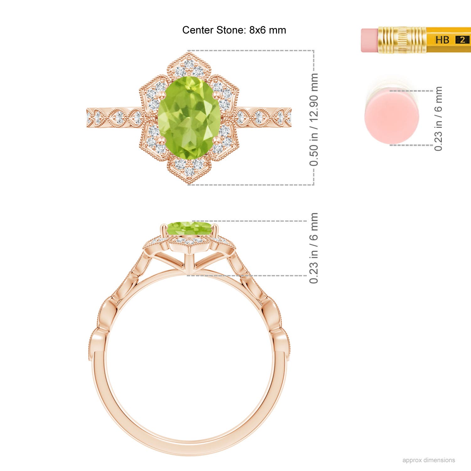 AA - Peridot / 1.53 CT / 14 KT Rose Gold