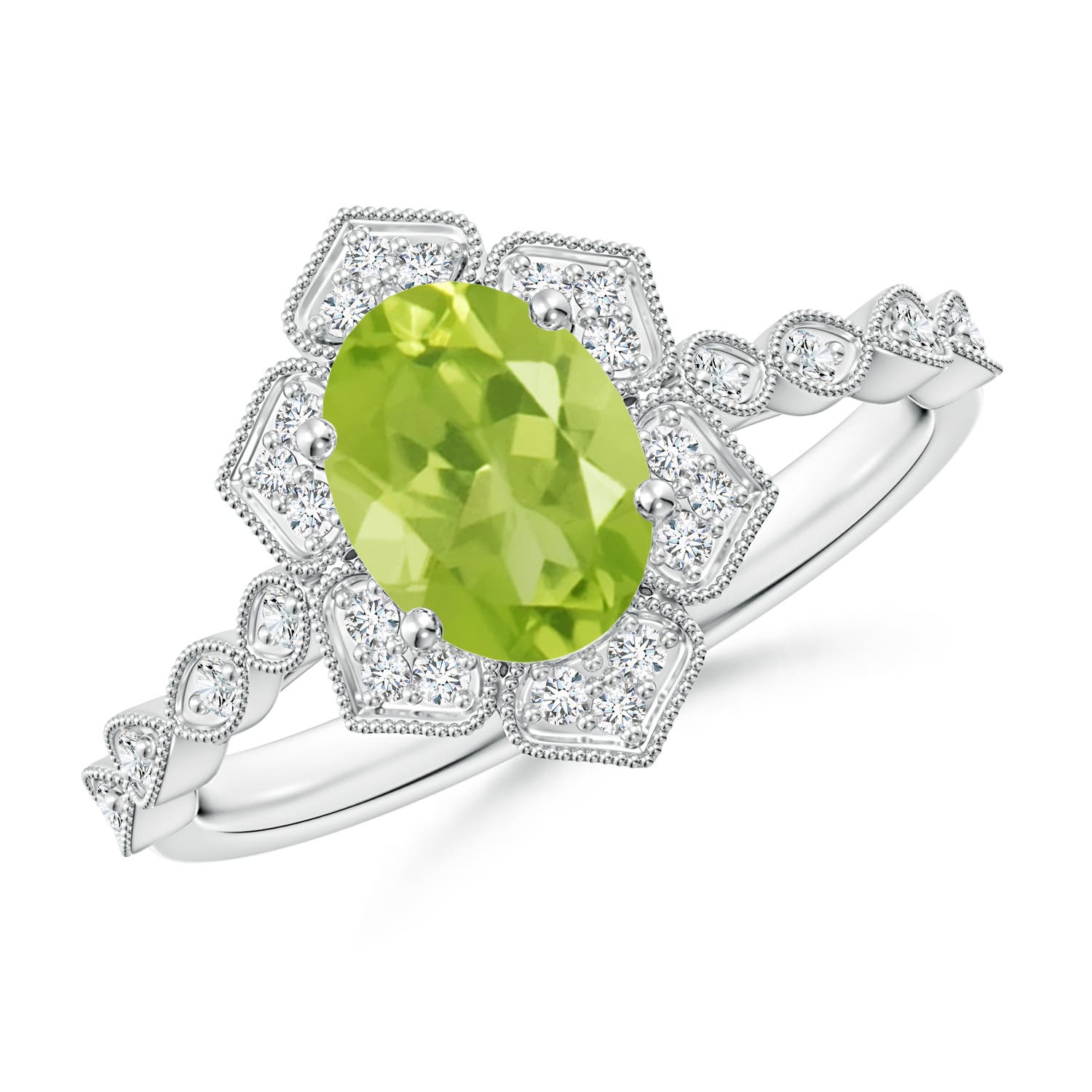 AA - Peridot / 1.53 CT / 14 KT White Gold