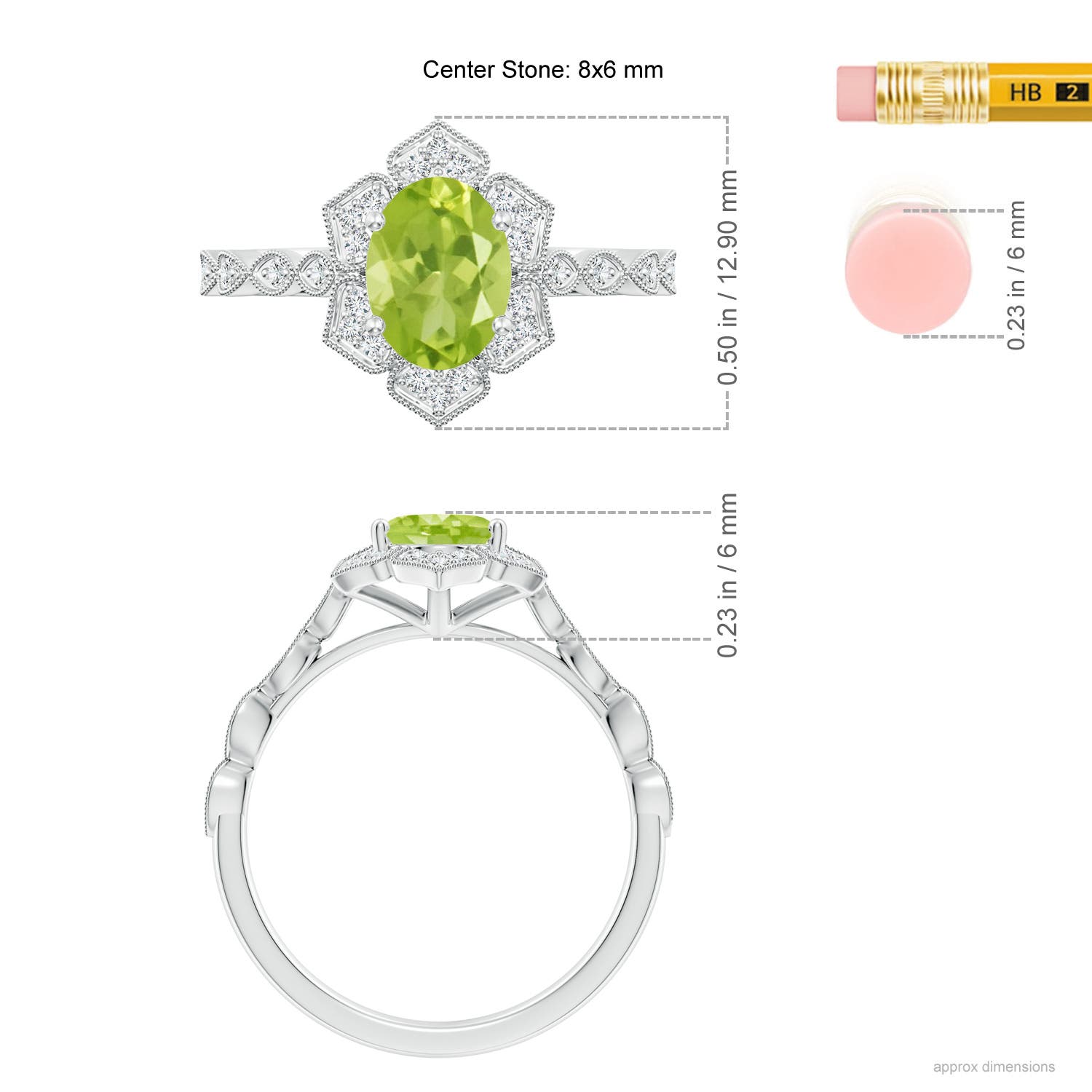 AA - Peridot / 1.53 CT / 14 KT White Gold