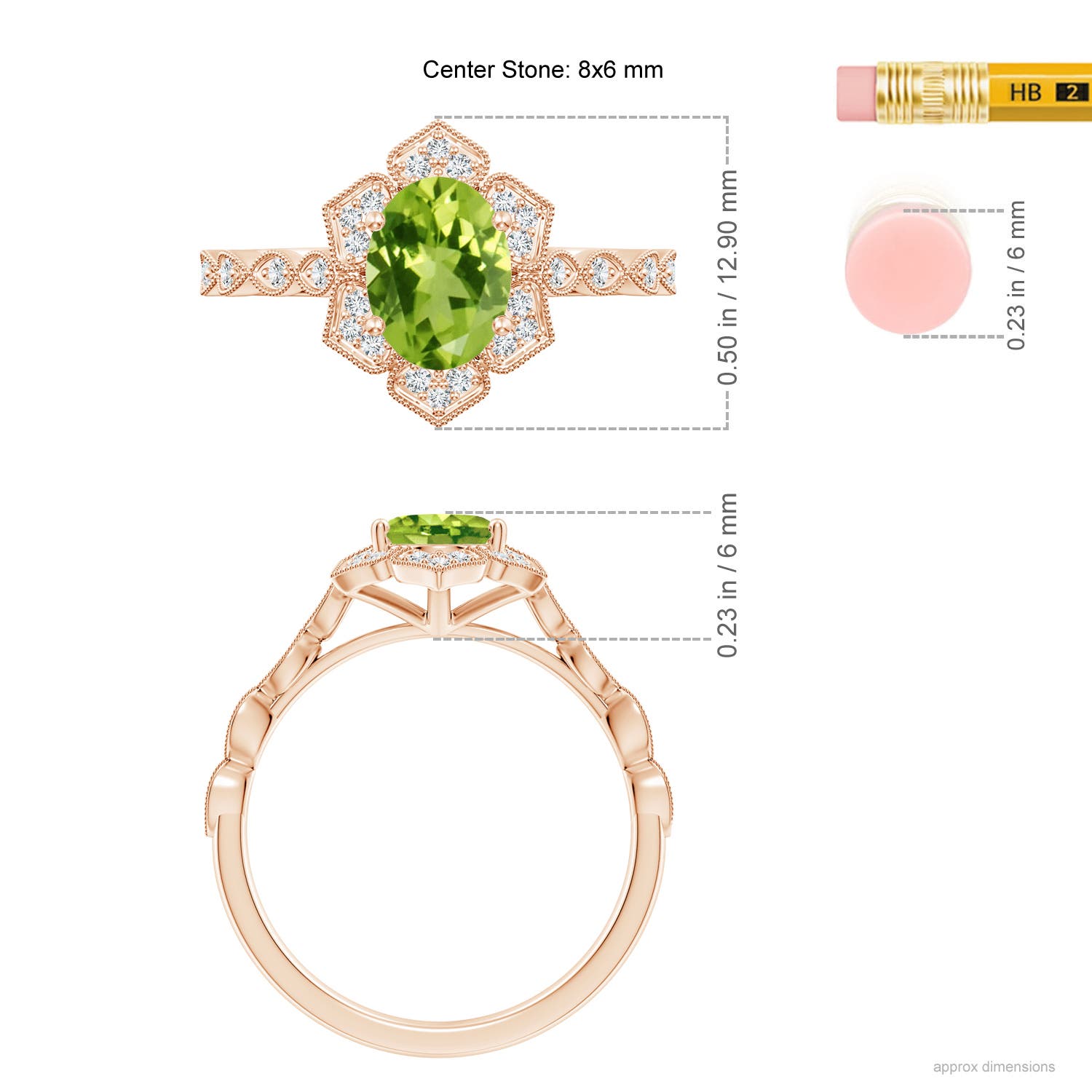 AAA - Peridot / 1.53 CT / 14 KT Rose Gold