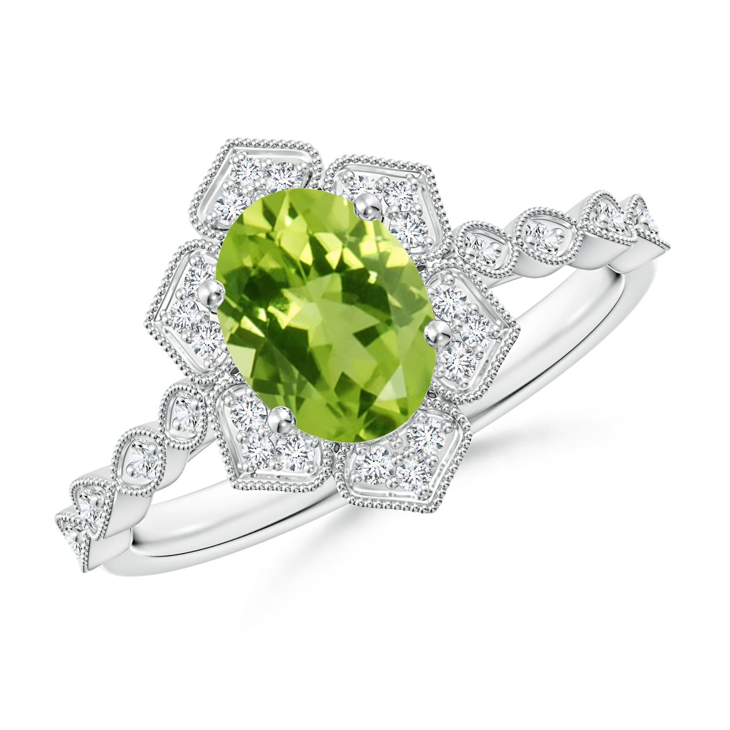 AAA - Peridot / 1.53 CT / 14 KT White Gold