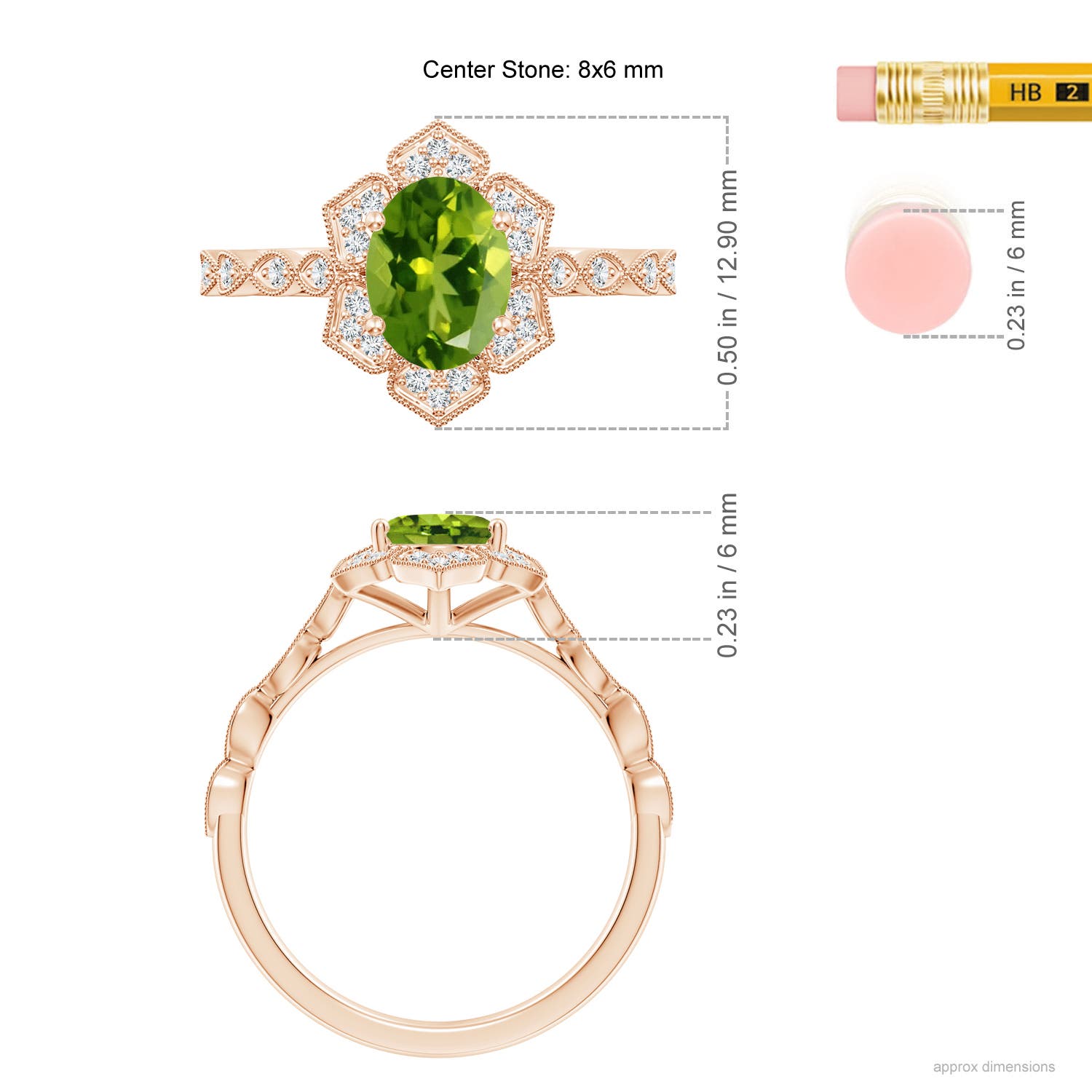 AAAA - Peridot / 1.53 CT / 14 KT Rose Gold