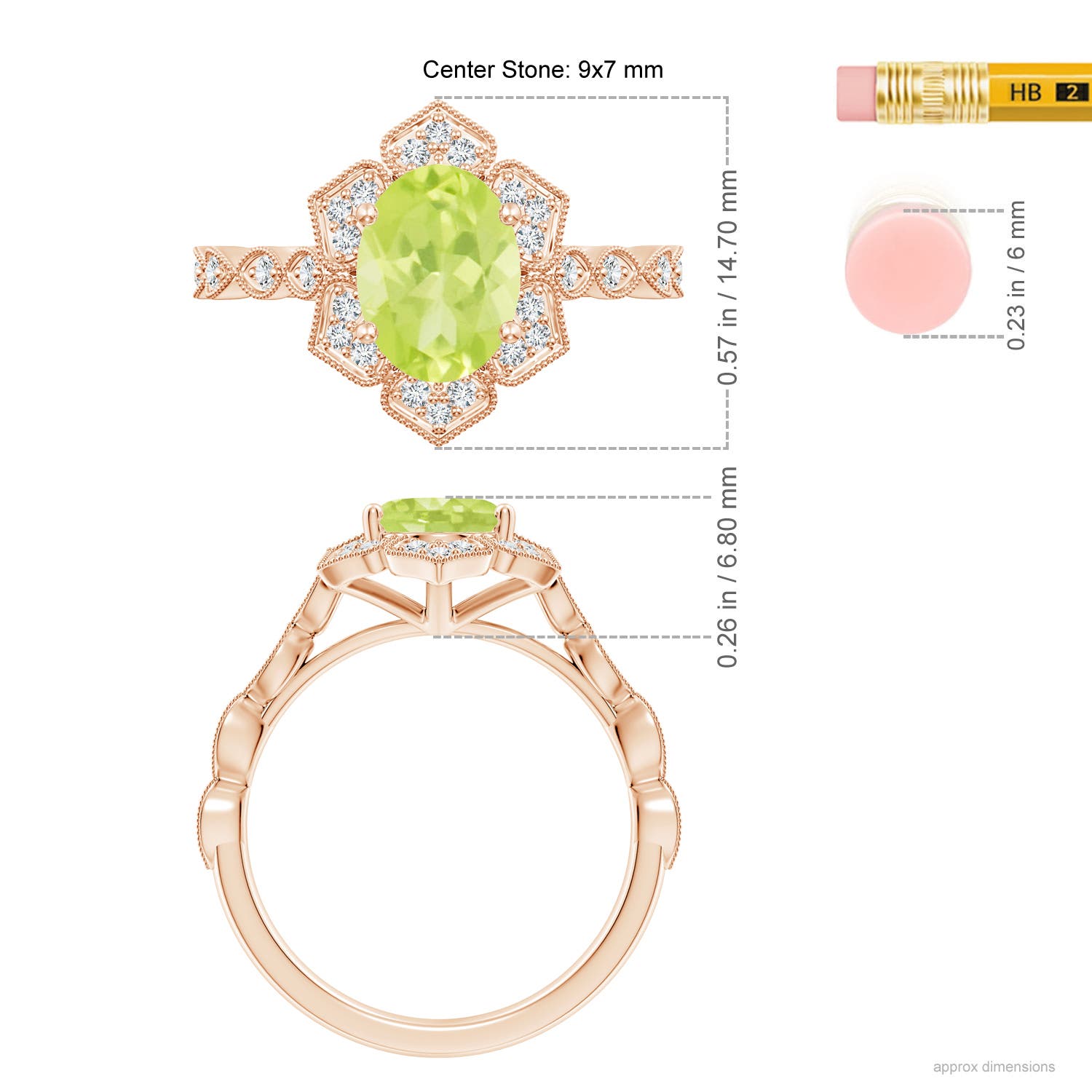 A - Peridot / 2.16 CT / 14 KT Rose Gold