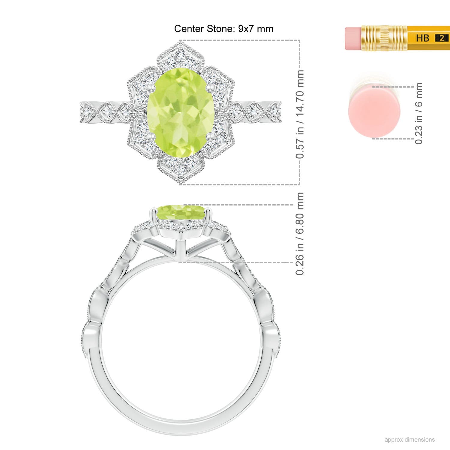 A - Peridot / 2.16 CT / 14 KT White Gold