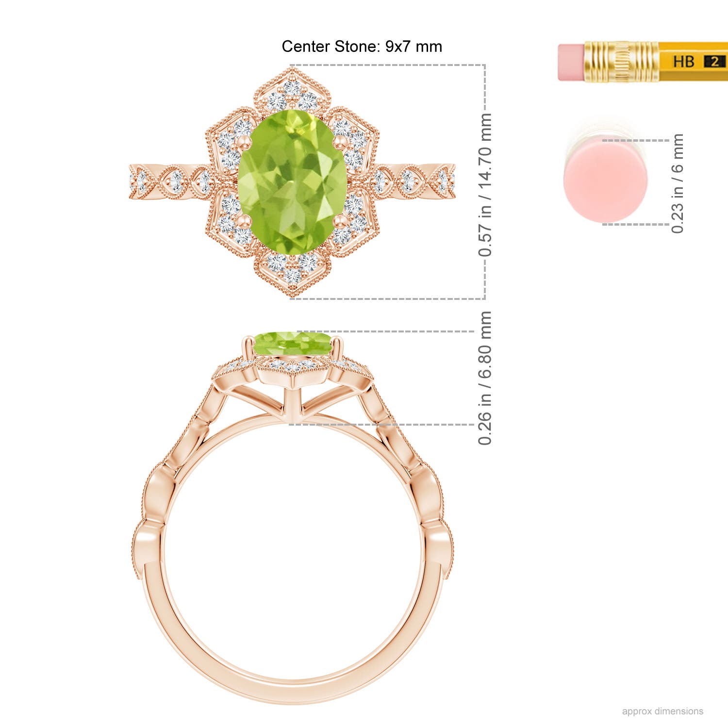 AA - Peridot / 2.16 CT / 14 KT Rose Gold