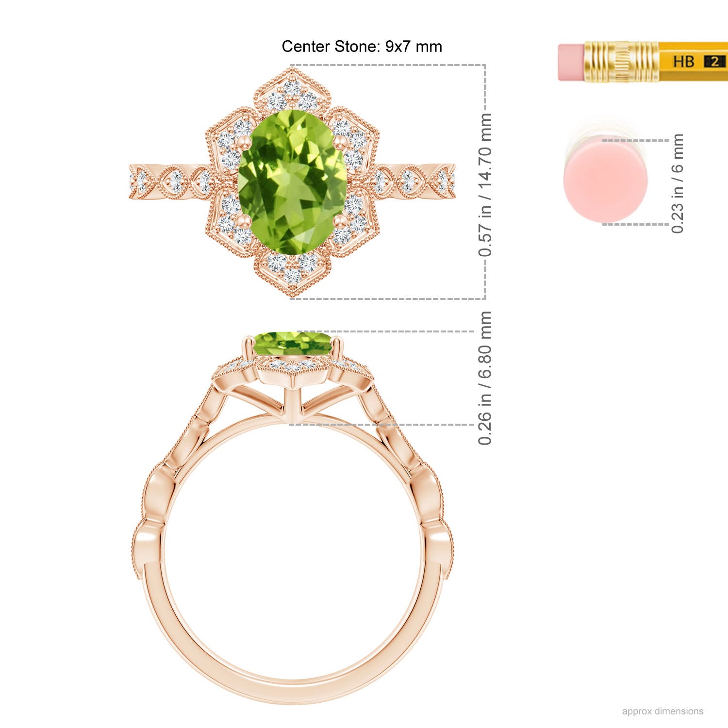 AAA - Peridot / 2.16 CT / 14 KT Rose Gold