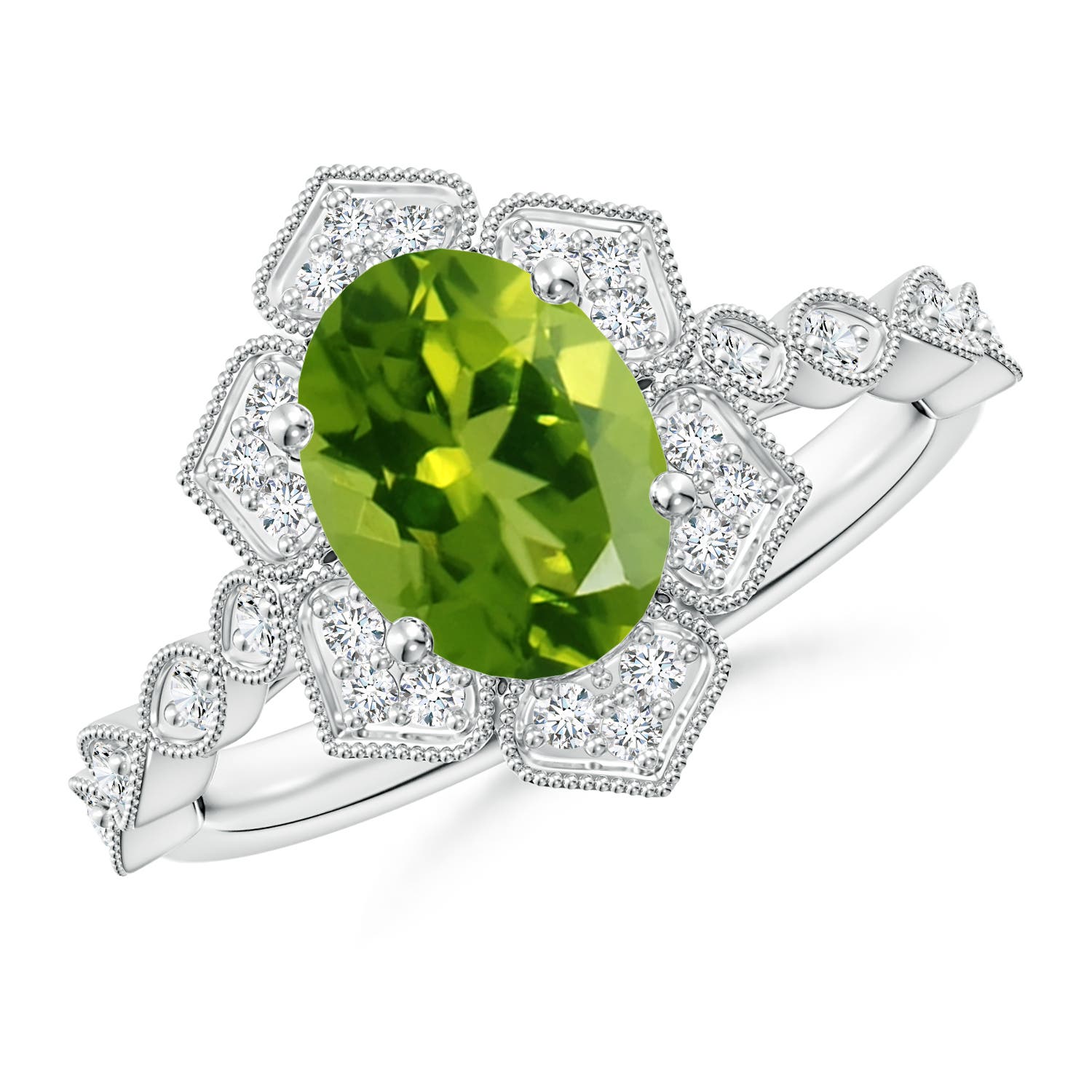 AAAA - Peridot / 2.16 CT / 14 KT White Gold