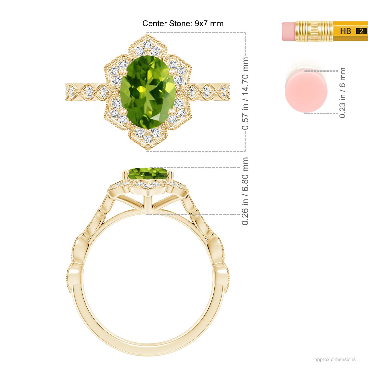 AAAA - Peridot / 2.16 CT / 14 KT Yellow Gold