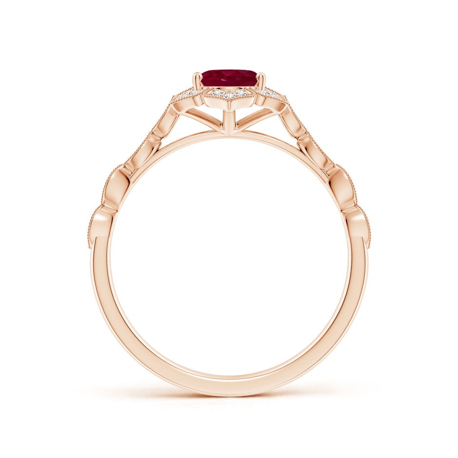 7x5mm A Oval Ruby Trillium Floral Shank Ring in Rose Gold side-1