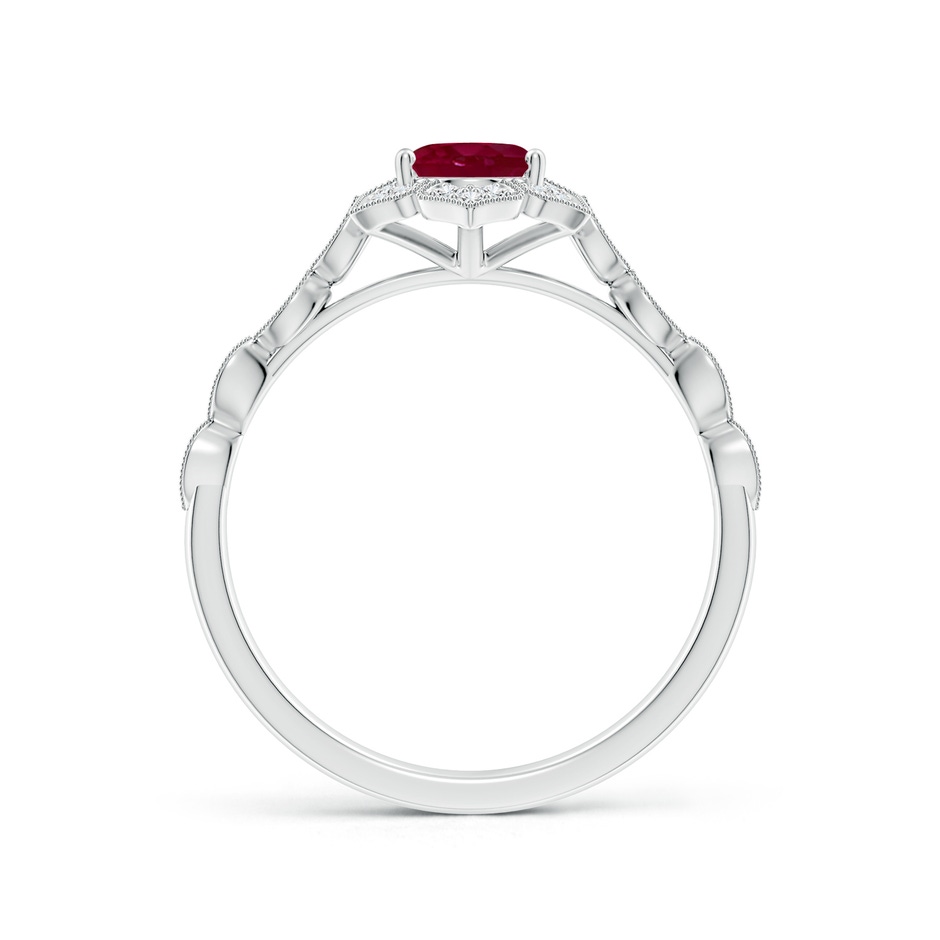 7x5mm A Oval Ruby Trillium Floral Shank Ring in White Gold side-1